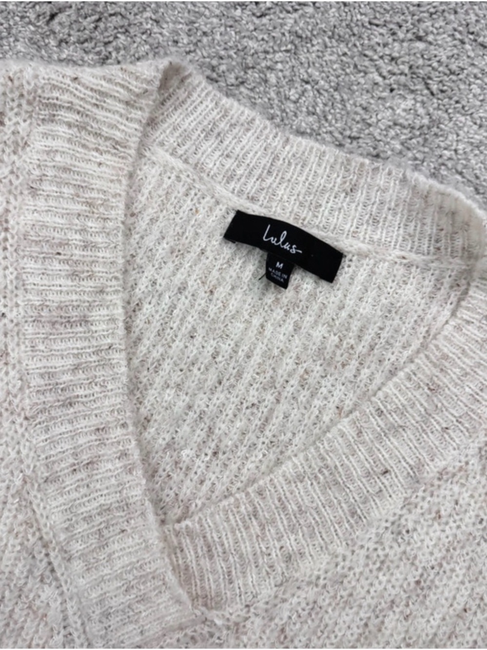 Lulu's Cream V-Neck Sweater